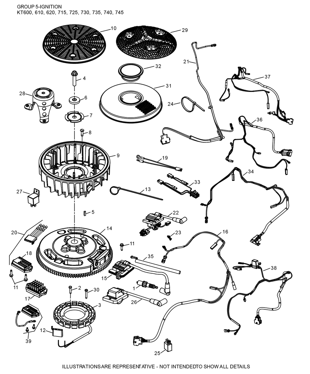 Kt715-3066 Ignition And Charging Diagram and Parts List for KT715-3066  Cub Cadet Engine
